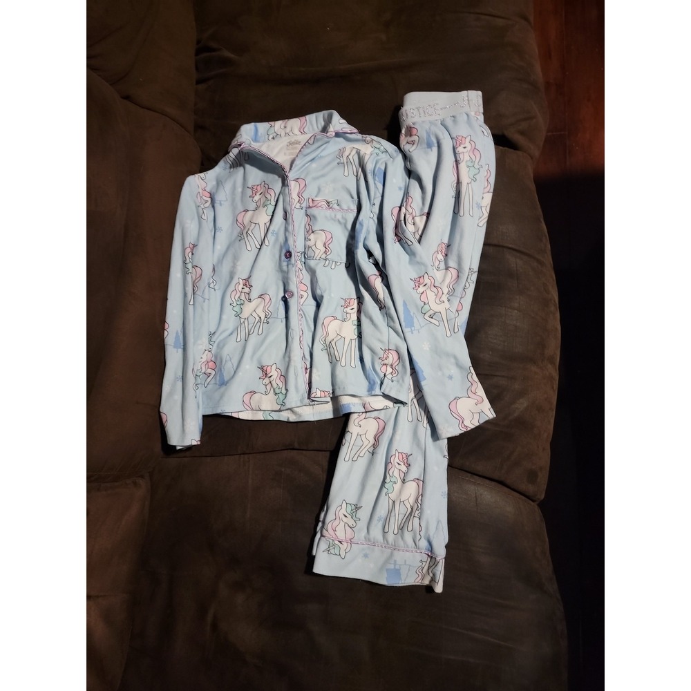 Justice unicorn button up pajamas size 8